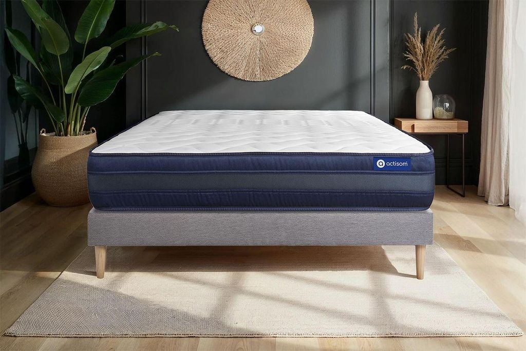 Actiflex tech matratze 120x200cm + Bettgestell mit lattenrost - Dicke : 24cm - Taschenfederkern und Memory-schaum - H5