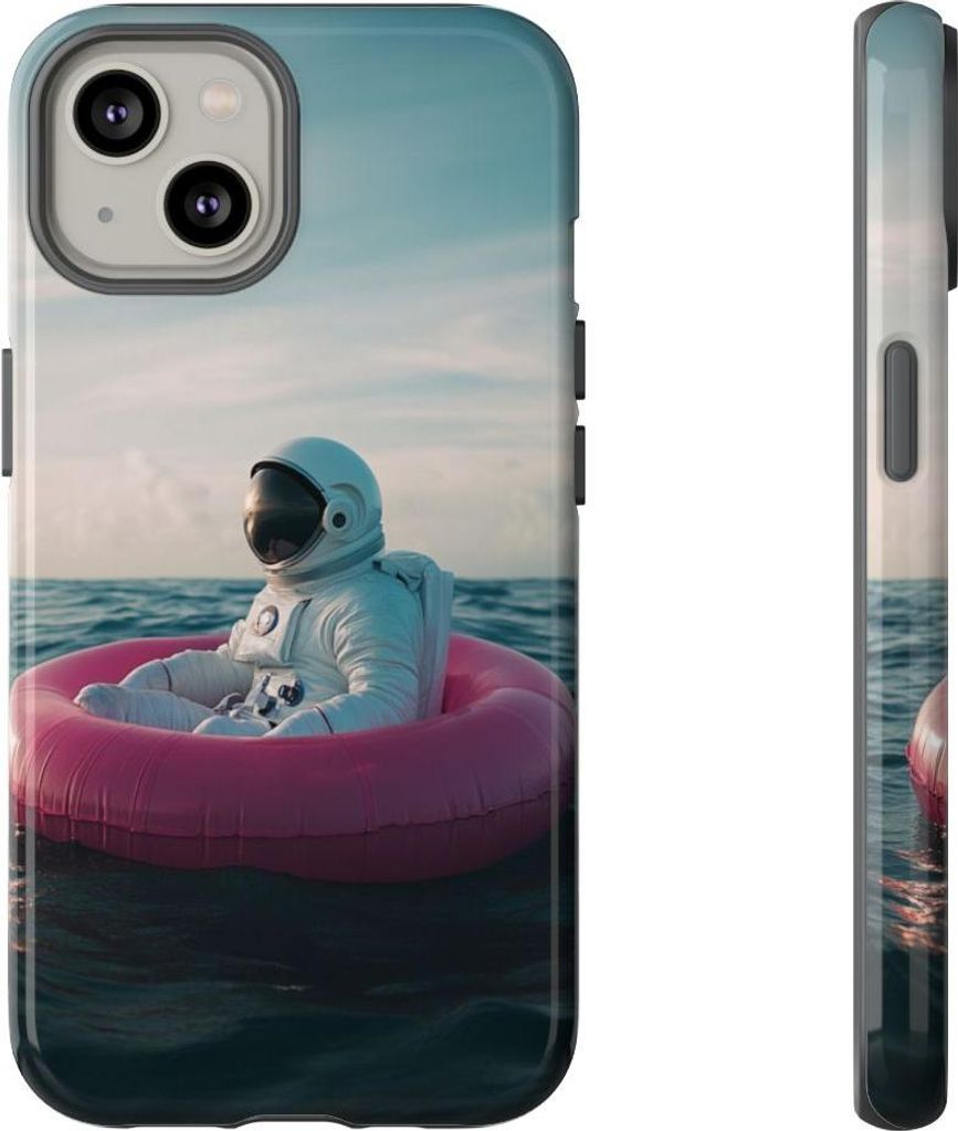 Astronaut auf pinker Luftmatratze – Hülle Kompatibel mit iPhone 14