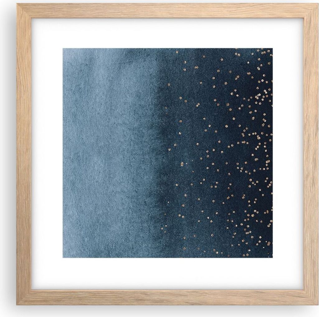 Gerahmtes Poster - Rahmen in heller Eiche - Blau Golden Produktbild 