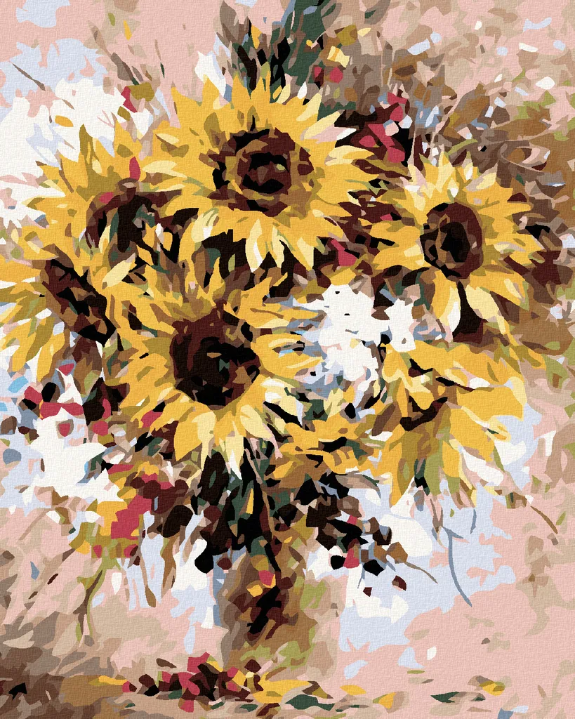 Zuty - Pittura con diamanti - MAZZO DI GIRASOLI, 40x50 cm, tela tesa su telaio