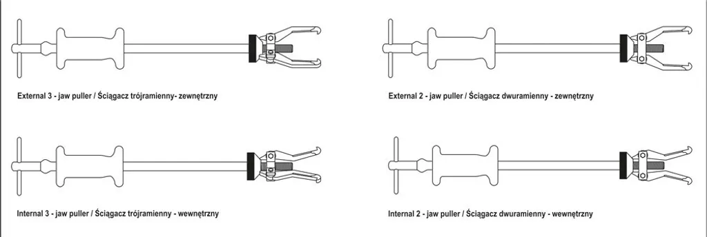Kit d'extraction de roulements interne à masse d'équilibrage 5 pcs