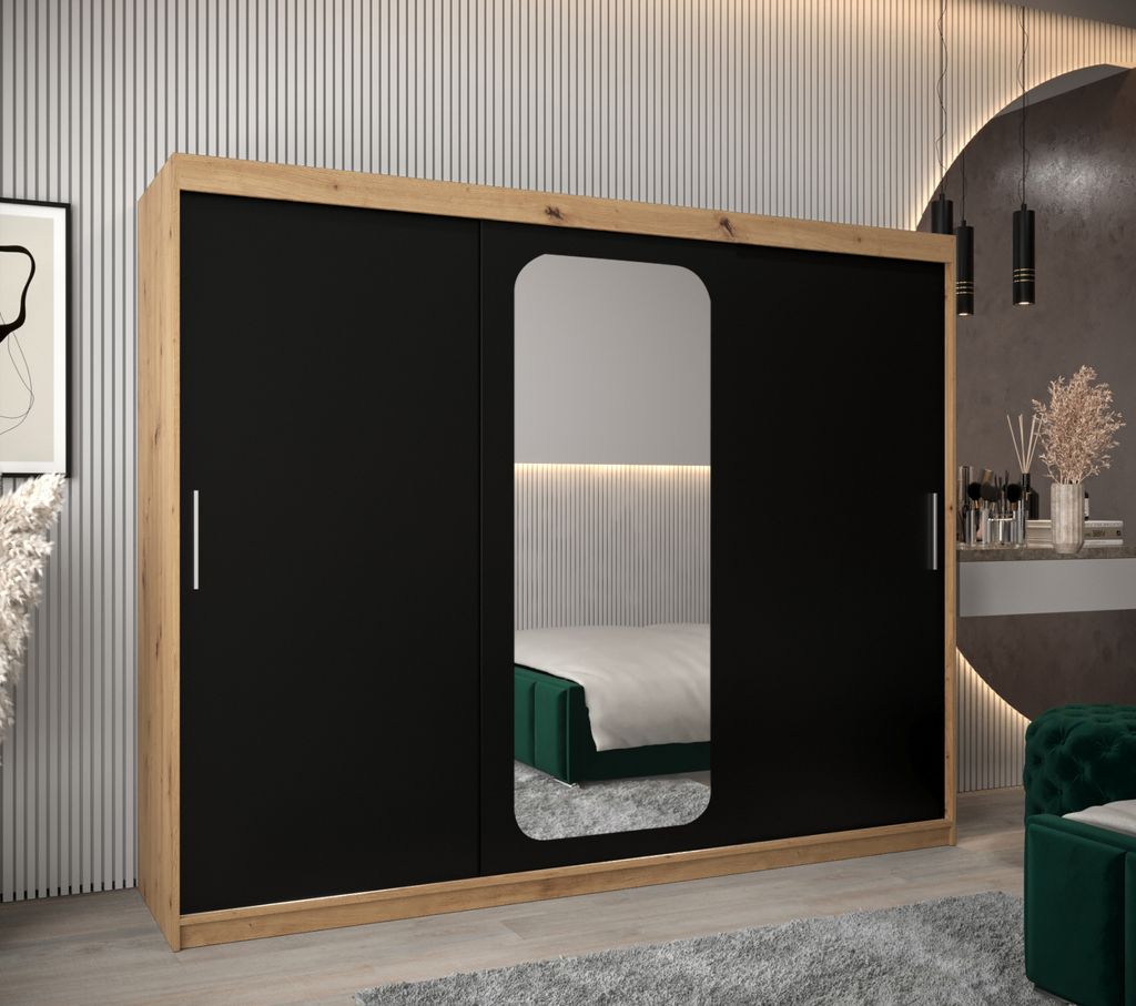 Spiegelschrank DONICELA 1 - 250 cm, handgefertigt / schwarz