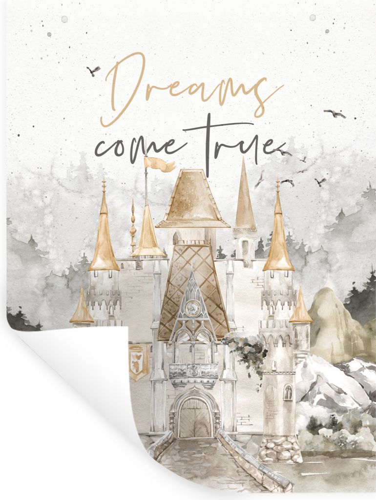 MuchoWow Wandtattoo Wandsticker Wandaufkleber Zitate - Sprichwörter - Träume werden wahr - Kinder - Baby 120x160 cm Selbstklebend und Repositio...