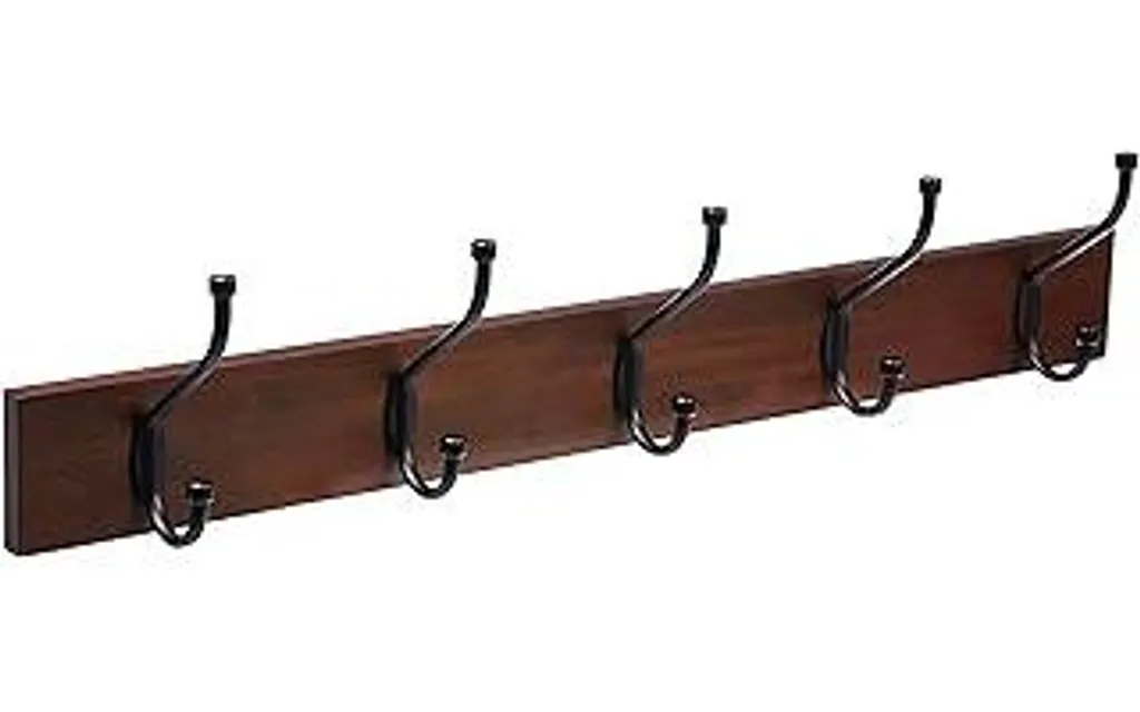 Appendiabiti Design Noce Chiaro Parete 5 Ganci | Stile Minimal 1 Barra