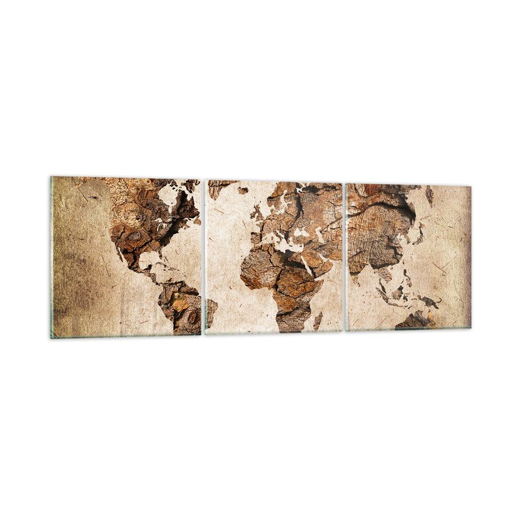 Bilder auf glas - Karte Welt modern - 120x40cm - Glasbilder - Wandbilder - Kunstdruck - zum Aufhängen bereit - Wanddekoration aus Glas - Glas Bild...