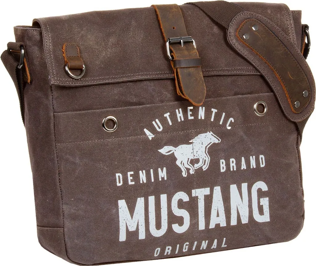 MUSTANG Houston Shoulderbag A3 Brown - Borsa Tracolla Laptop in Canvas