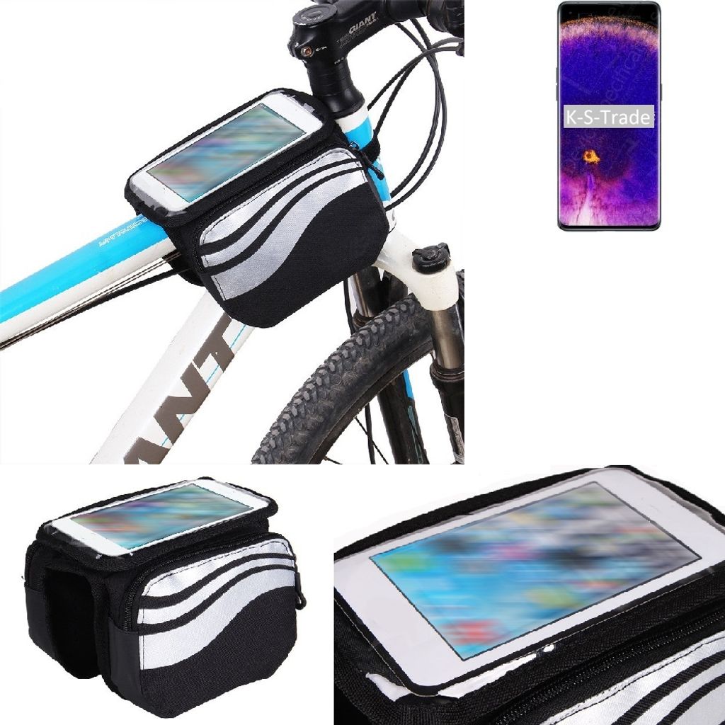 K-S-Trade Rahmentasche Fahrrad-Halterung kompatibel mit Oppo Find X5 Pro Rahmenhalterung Fahrrad Handyhalterung Fahrradtasche Handy Smartphone
