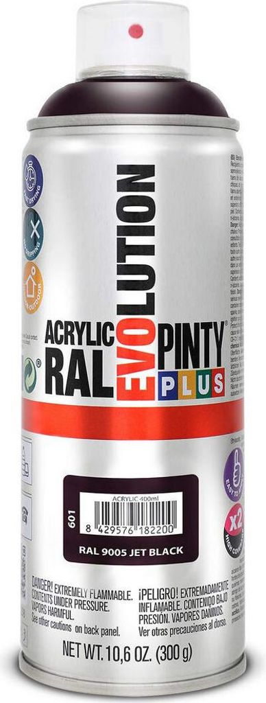 Farba w sprayu PINTYPLUS EVO 400ml RAL9005 czarny połysk Zdjęcie produktu 