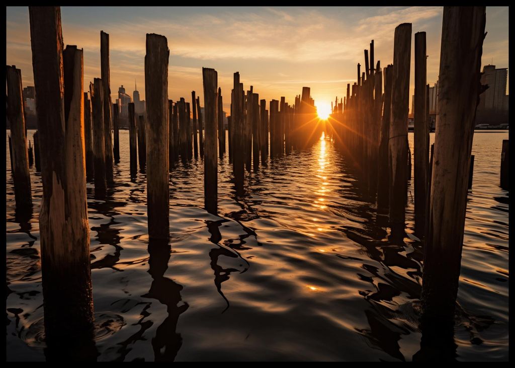 Plakat 84,1x59,4cm Sonnenuntergang bei Palästen