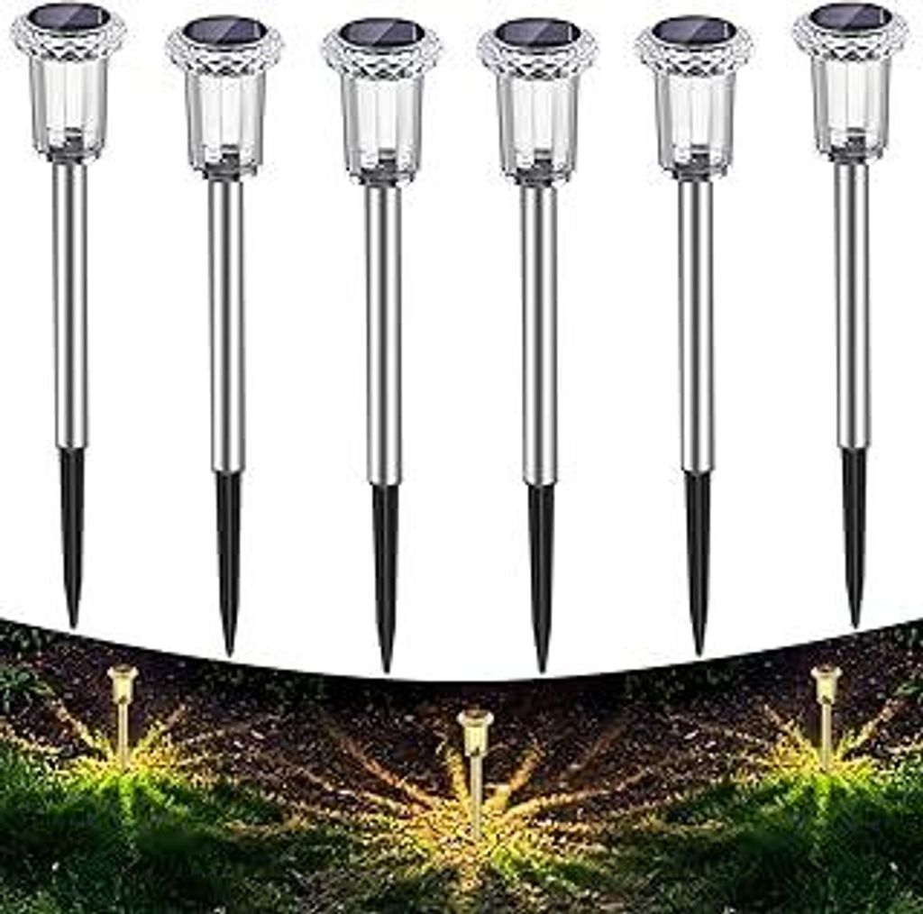 LED Solarleuchten für Garten, 6 Stück Warmweiß Farben wasserdichte Solarlampe für außen, Terrasse, Rasen, Garten, Hof, Wege