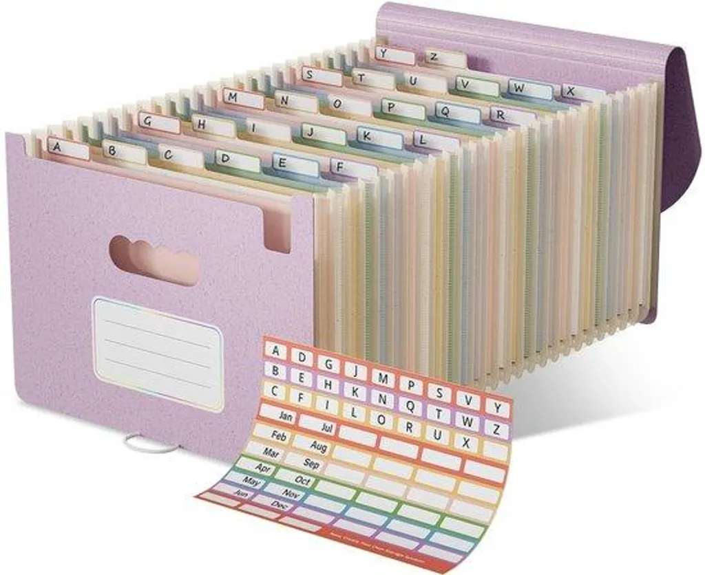 Porte-documents A4 en fibres de coco, 26 compartiments, Lavande
