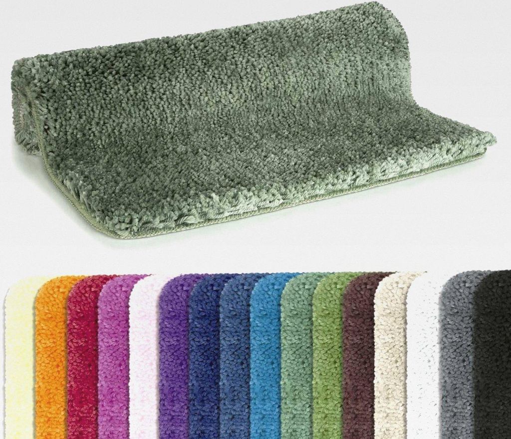 Badteppich Badematte Duschvorleger Mikrofaser Hochflor | flauschig | rutschhemmend | geeignet für Fußbodenheizung | 80x150 cm | Grün