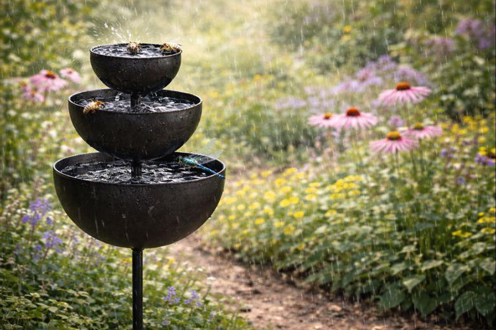 Regenfänger Gartenstecker Insektentränke Metall Gartendeko Produktbild 