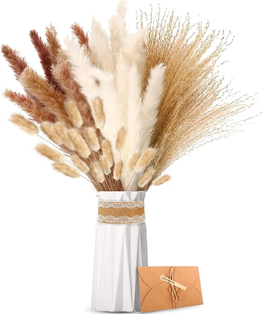Herbe de la Pampa pour mariage et décoration de table marron blanc - 2