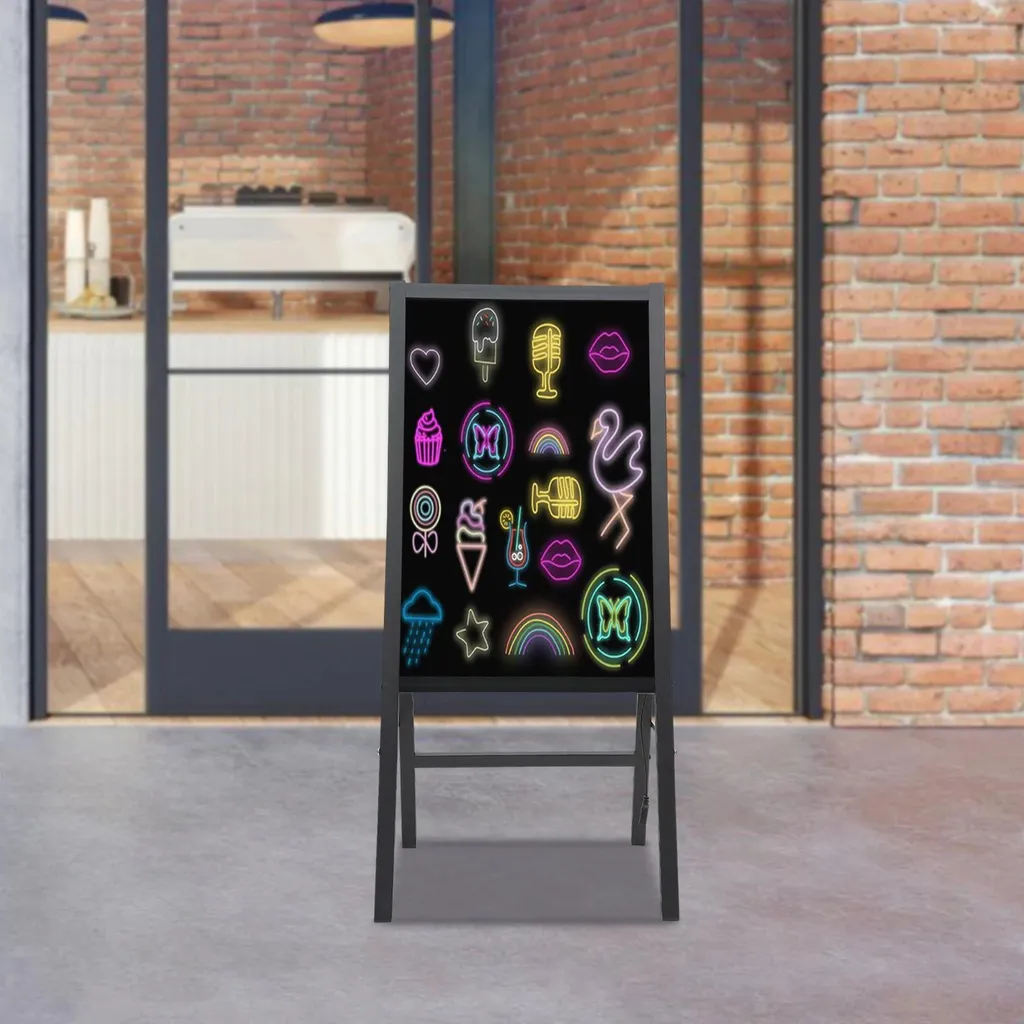 Tableau de menu LED noir 40x60cm pour restaurant et commerce pro