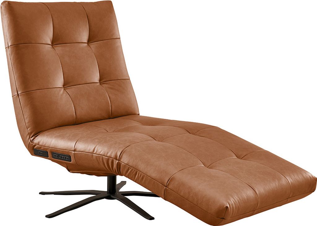 KAWOLA Relaxliege LETICIA motorisch mit Akku Leder cognac