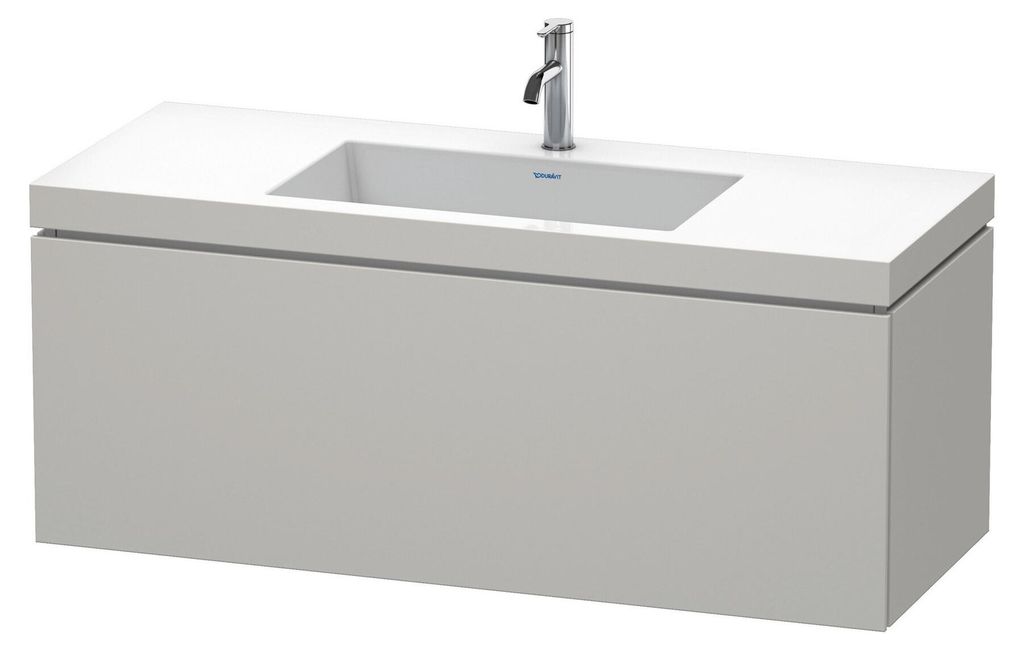 Duravit L-Cube c-bonded Set wandhängend, 1 Auszug, ohne Überlauf, 1 Hahnloch, 1200x500x480mm, LC6919O0707
