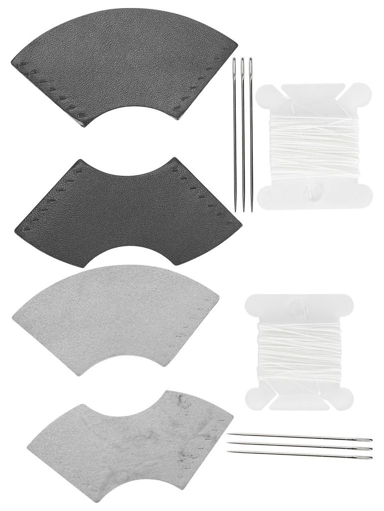 Handgefertigte Lesezeichenecke aus Leder, Lesenadel, Garnzubehör (Schwarz gewachst)