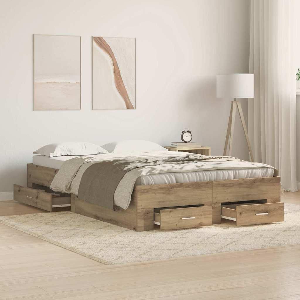 Maison Exclusive - Bettrahmen Artisan-Eiche 120 x 200 cm Holzwerkstoff