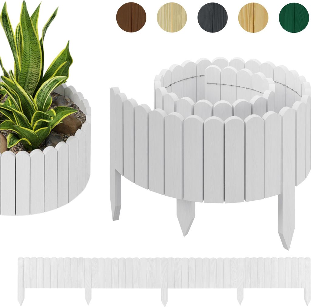 be4nature Flexible Rollborder aus Holz 200 x 40 cm Alpinweiß Imprägnierte Beeteinfassung aus Kiefernholz Beetumrandung Gartenzaun Palisade Rollzaun