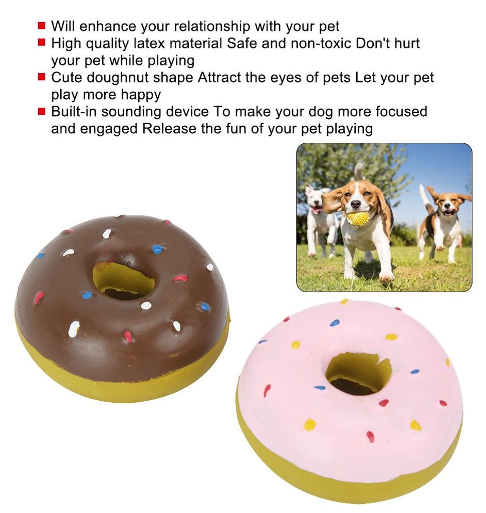 2PCS Latex Haustier Doughnut Form Sounding Zähne Reinigung Schutz Kauen Beißen Interaktive Ausbildung Spielzeug für Hunde
