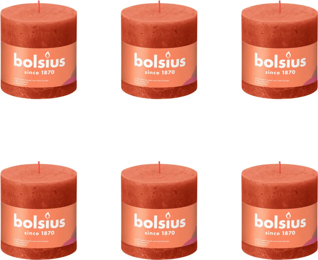 Confezione Risparmio 6 Candele Bolsius 100/100 Arancio Terra - Professionale