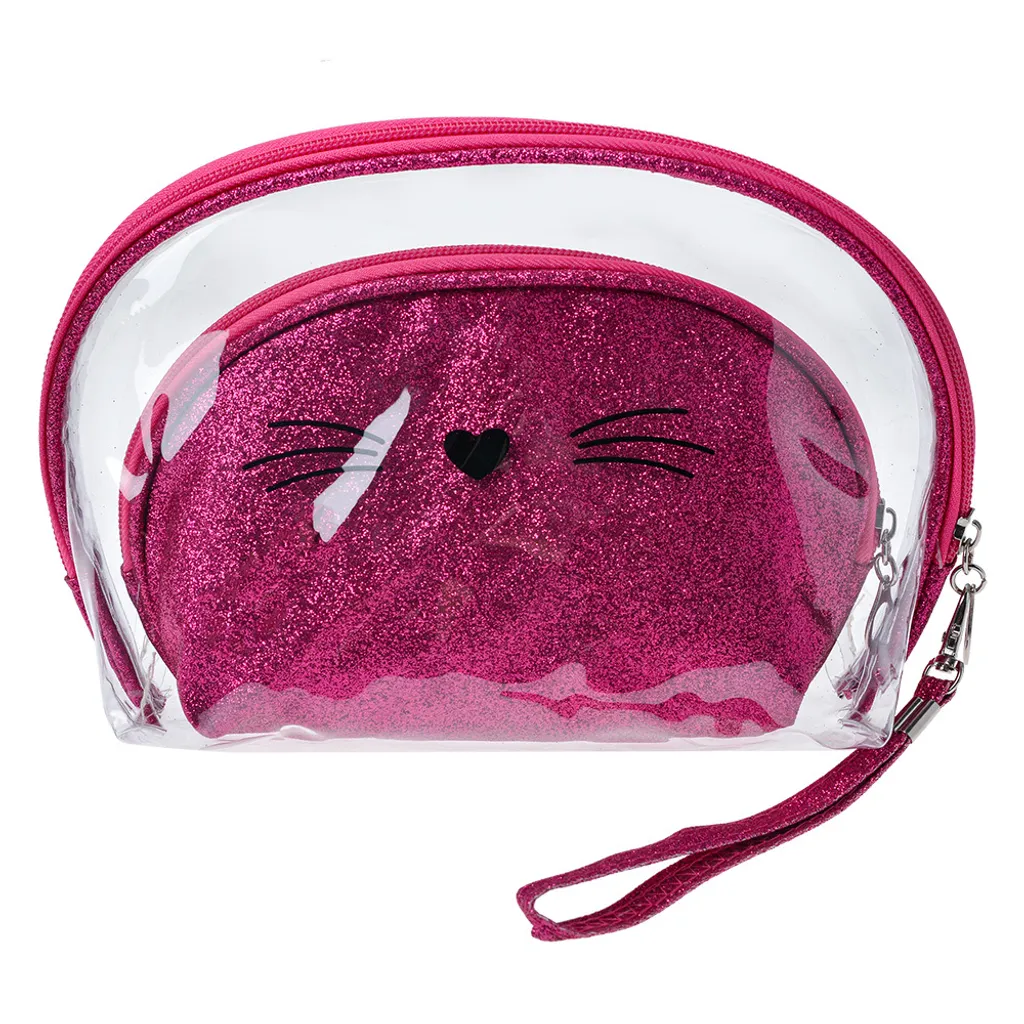 Juleeze Set 2 Pochette Gatto Rosa: Organizer Bagno per Bambine