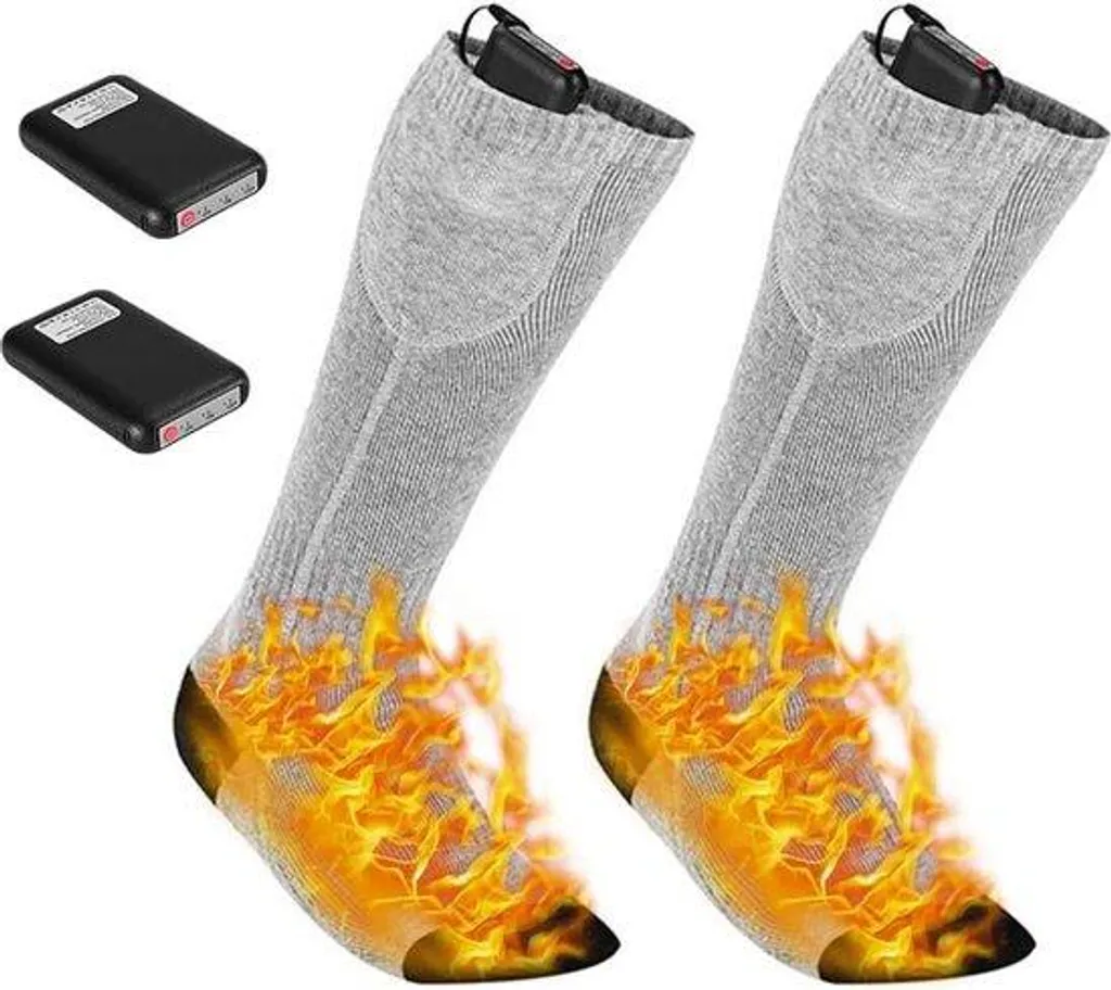 Chaussettes chauffantes rechargeables USB pour homme et femme en coton
