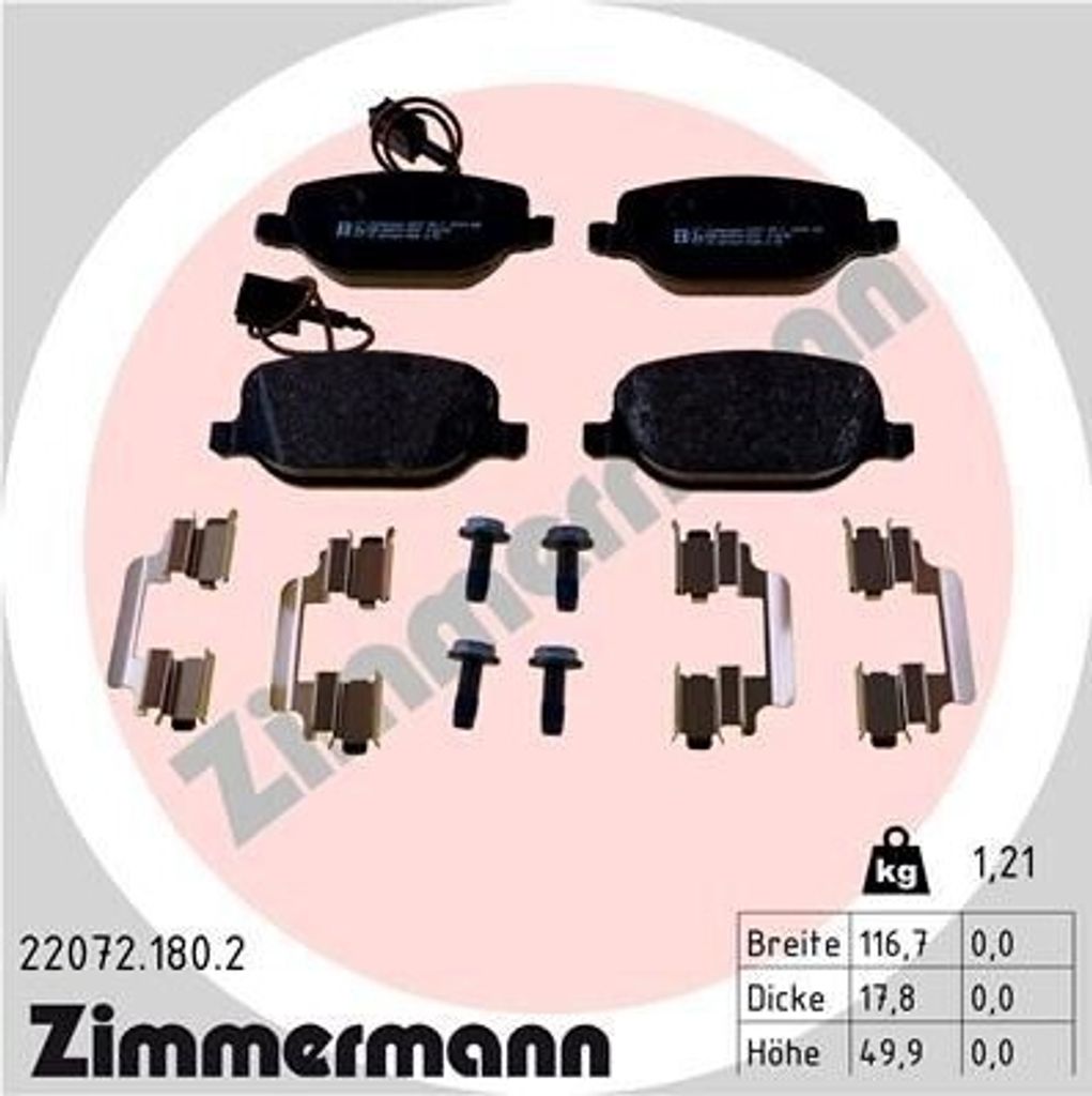 ZIMMERMANN 22072.180.2 - Bremsbeläge für 4C (960)