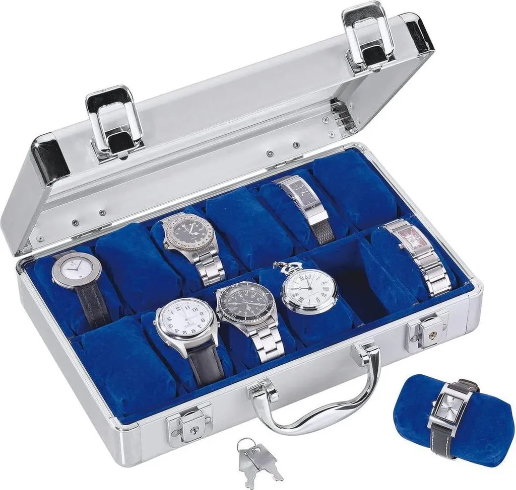 Boîte de rangement pour 12 montres - Vitrine d'exposition velours gris