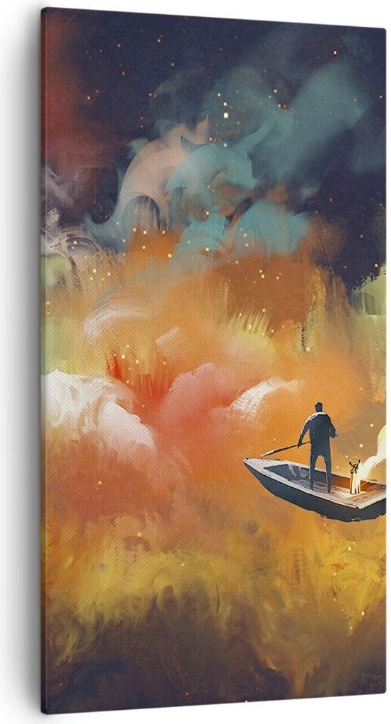 Bild auf Leinwand - Leinwandbild - Abstraktion Boot - 55x100cm - Wand Bild - Wanddeko - Wandbilder - Leinwanddruck - Bilder - Kunstdruck - Wanddeko...