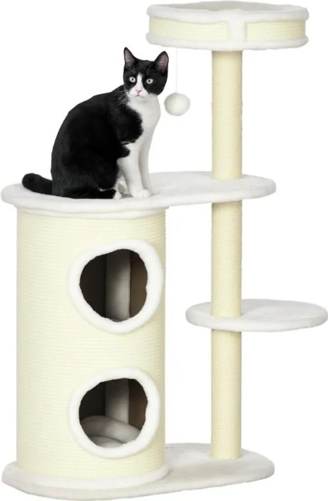 Arbre à chat anti-griffures meubles avec tonneau et couchage 100 cm