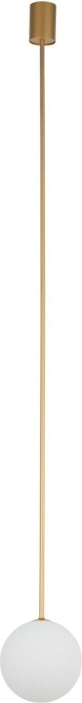 Pendelleuchte Metall Glas G9 Ø 16 cm rund H: max. 140 cm in Gold matt Weiß Kugelschirm Retro Hängeleuchte