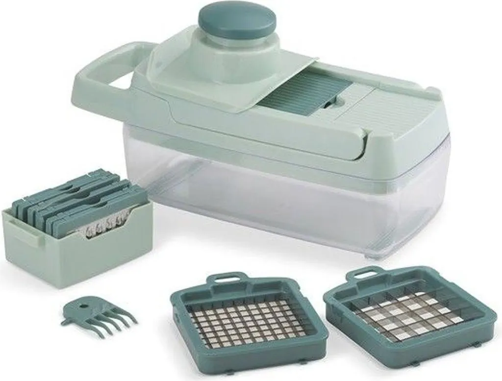 Livoo MEN435 Mandolina 8 Lame: Affettaverdure Multifunzione con Contenitore