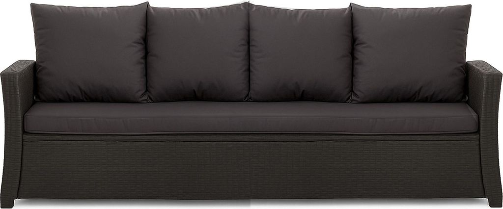 Gartensofa kissen für Polyrattan gartenmöbel Schwarz | Sitzkissen 168x60x7, Rückenkissen 3*56x50 | Outdoor kissen | Kissen für rattansofa 3 sitzer