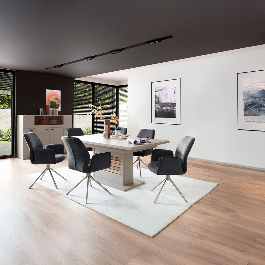 Esszimmer-Set 2-teilig LIEZEN-05 in grau mit Eiche