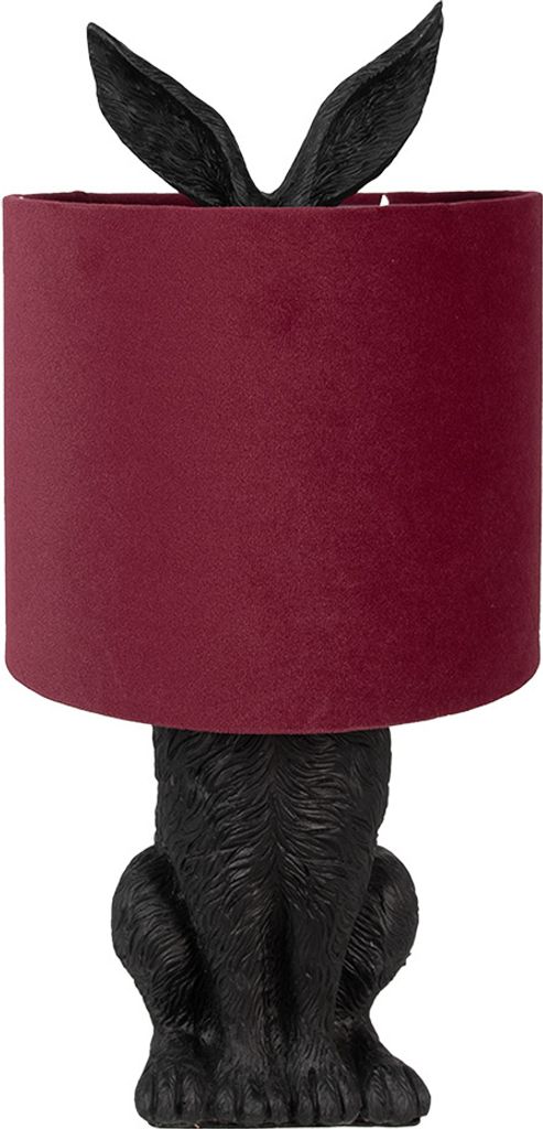 Clayre & Eef Tischlampe Kaninchen Ø 20x43 cm Schwarz Rot Kunststoff
