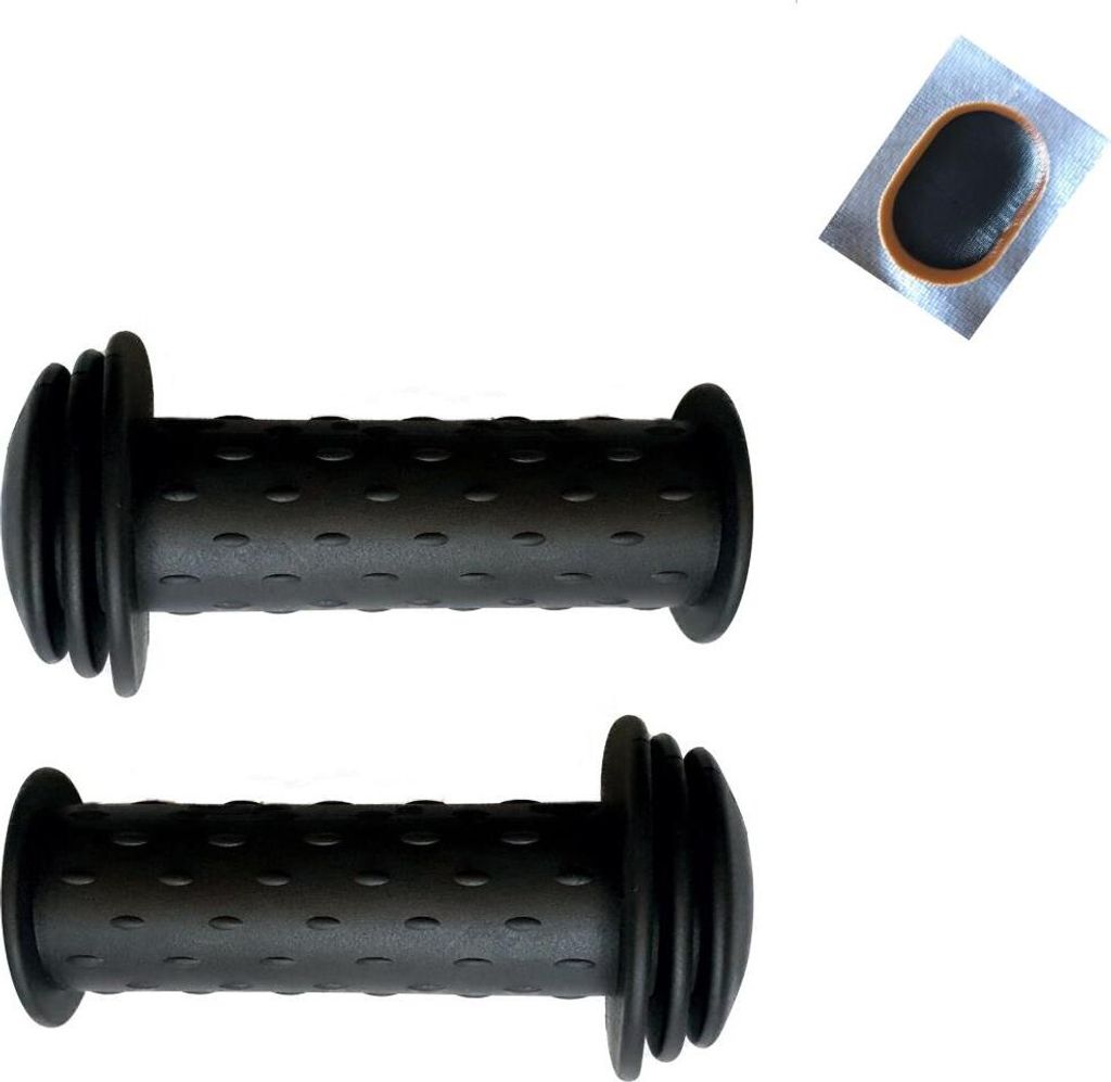 Lenkergriffe Kinderfahrrad mit Prallschutz Fahrradgriffe Griffe 90 mm in schwarz inkl. 1 x Schlauchflicken