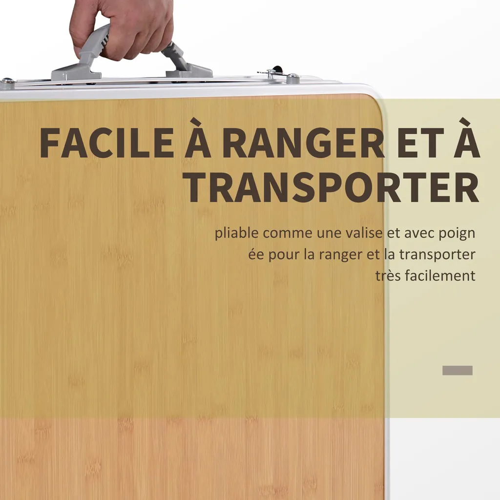 Table de Camping Stable pour Sol Irrégulier et Plateau Extensible