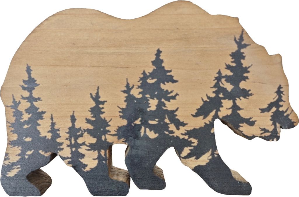 Waldbär Holzdekoration Bauernhaus Rustikales 3D-Tier Home Office Wohnzimmer Desktop Tisch Wildlife Ornament Geburtstag Weihnachtsgeschenk