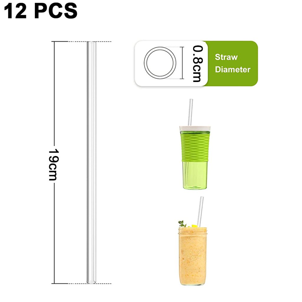6 Glasstrohhalme Mit Blumenmuster – Wiederverwendbar, Boro-Glas & Reinigungsbürsten – Für Cocktails, Smoothies & Mehr