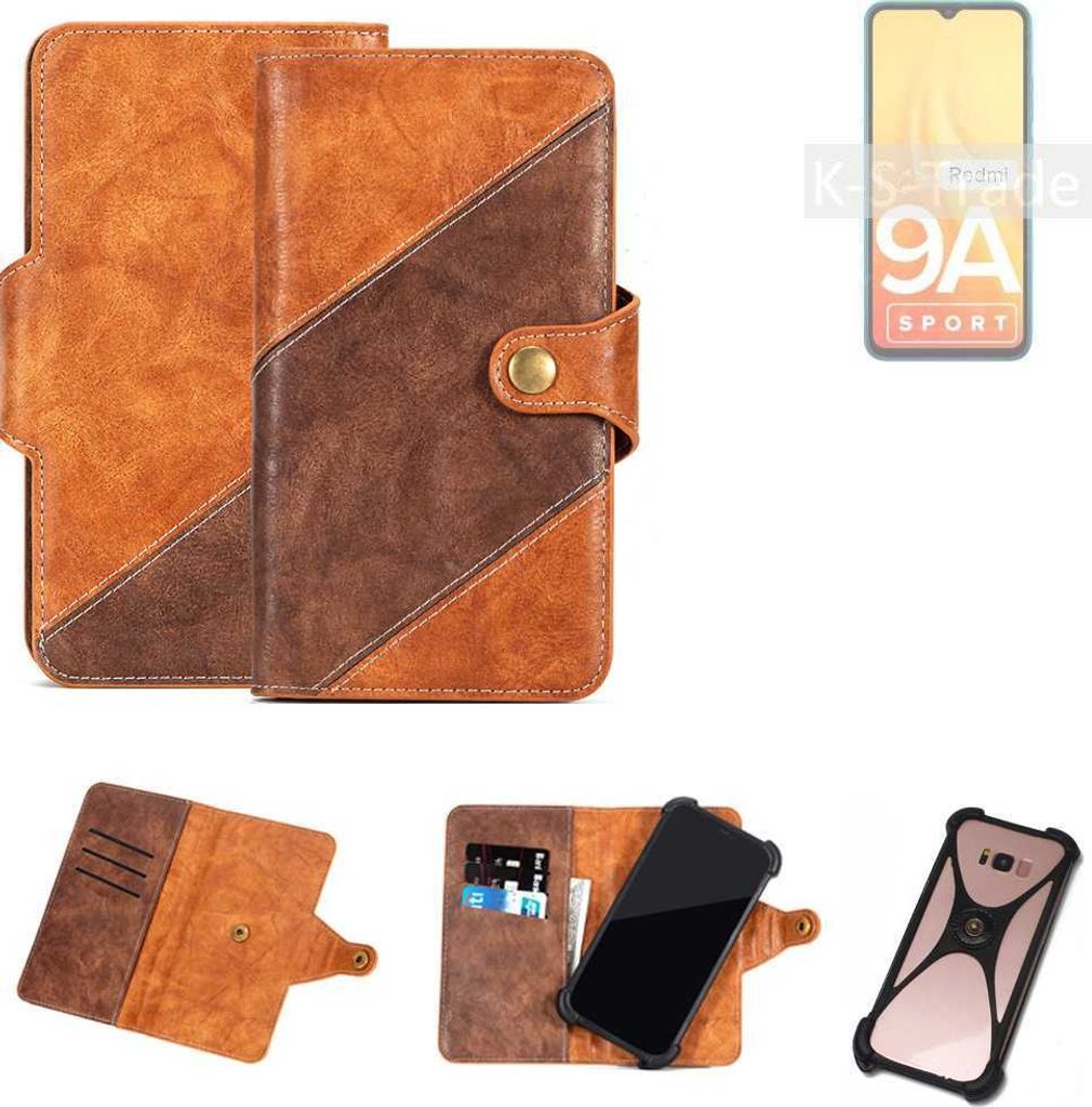 K-S-Trade Handyhülle Schutzhülle Bookstyle Case Wallet-Case kompatibel mit Xiaomi Redmi 9A Sport Cover Klapphülle Kantenschutz Smartphone