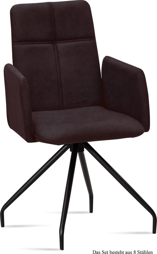 Armlehnstuhl (8er-Set) Devaki 52x92x60 Schwarz/Espresso