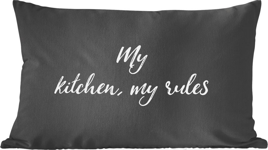 MuchoWow Zierkissen Sofakissen Wohnzimmer Dekokissen 50x30 cm Zitate - Kochen - Meine Küche, meine Regeln - Sprichwörter - Wohnzimmerdekoration...