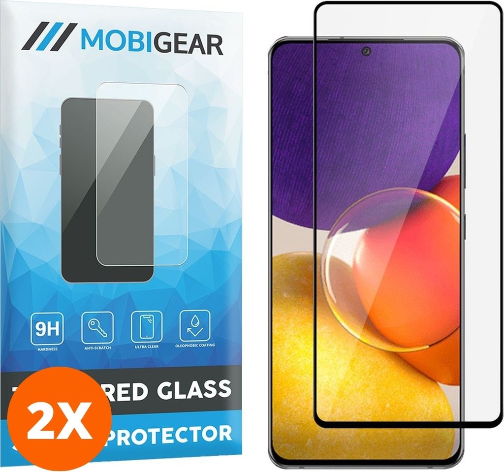 Mobigear Premium 4.99 Samsung Galaxy A82 5G Panzerglas Gehärtetes Glas Displayschutz - Hüllenfreundlich - Schwarz (2er Pack)
