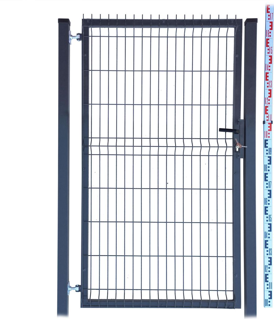 GARTENTOR 170 cm anthrazit graphit Einstabmatten 3D zwei PFOSTEN RAL7016 Zaun 173 cm | Gartentür Zauntor Einzeltor Tür Doppelstabmatten