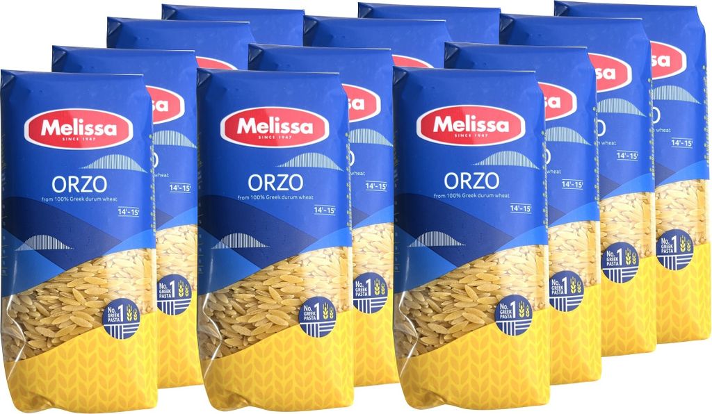 Melissa Kritharaki Nudeln (Orzo) - 12x 500g + Feines Salz Produktbild 