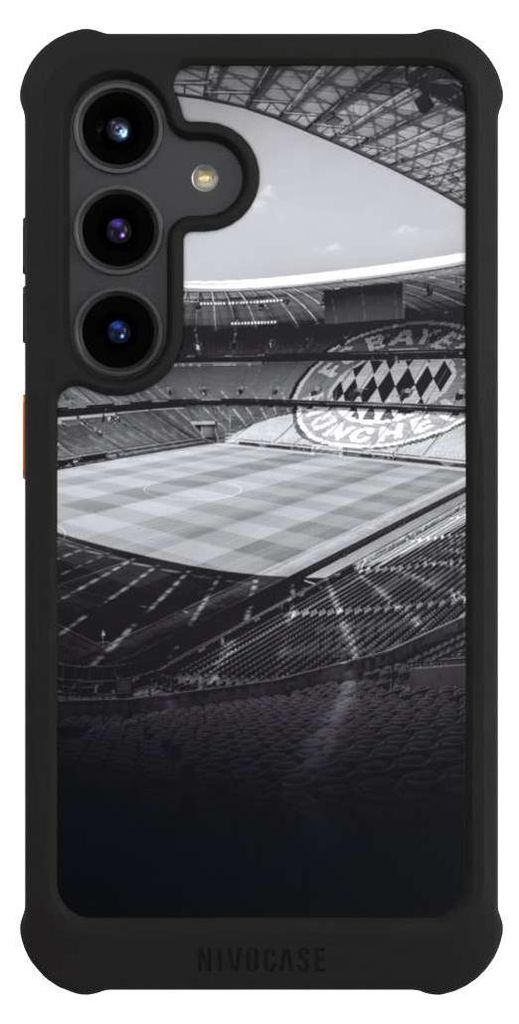 NIVOCASE Hülle für Samsung Galaxy S24 Stoßfeste Handyhülle NIVOmax Case Schwarz FC Bayern München FCB Stadion
