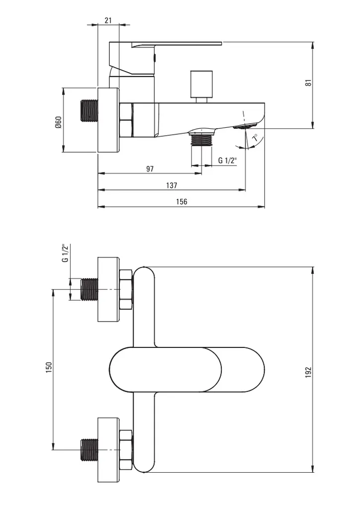 Wall-mounted bathtub mixer - 4