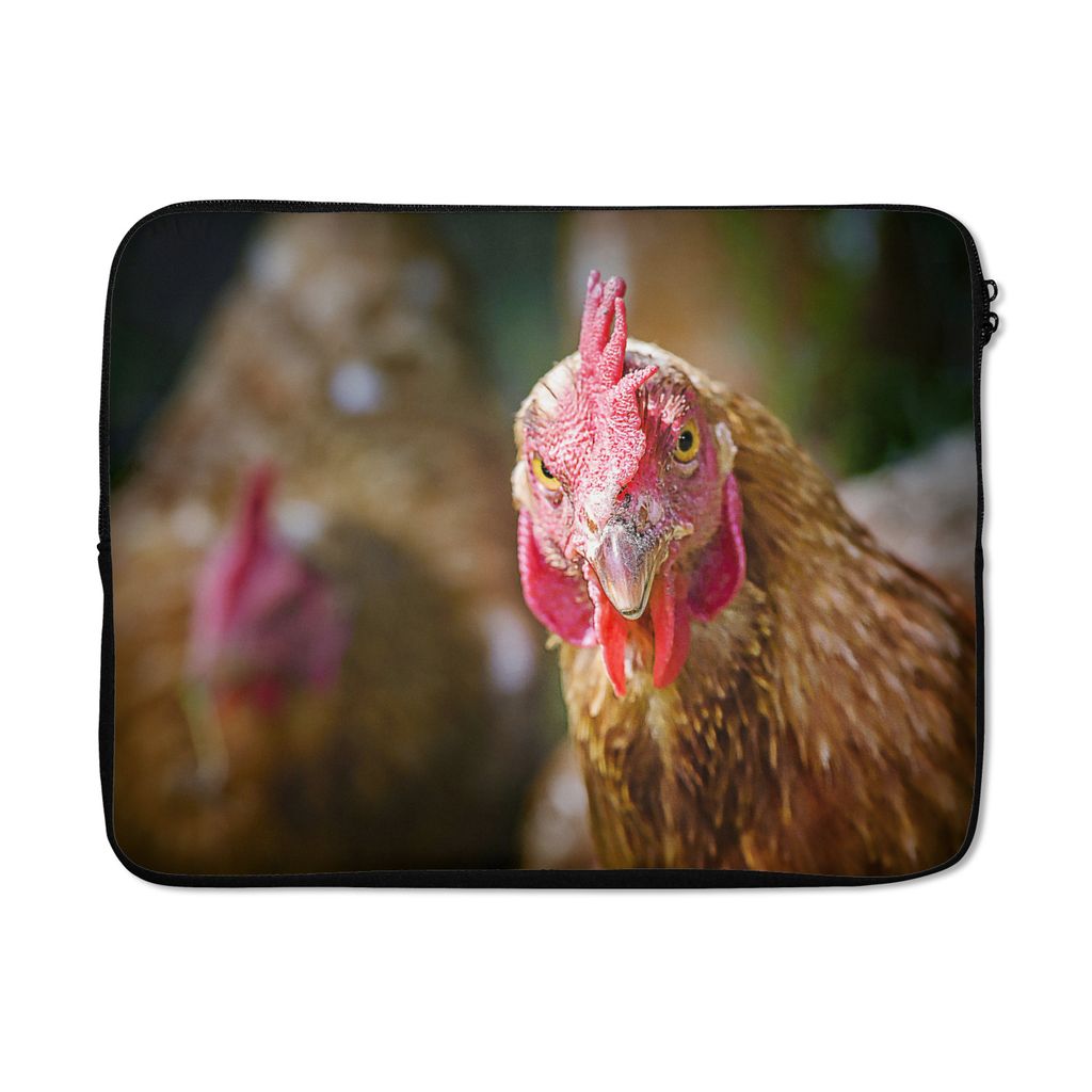 MuchoWow Laptop Hülle 17 Zoll Laptoptasche Huhn schaut in die Kamera - Zipper - Schutzabdeckung